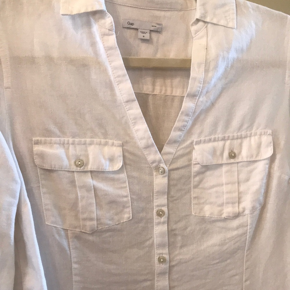 Gap 3/4 sleeve White linen top